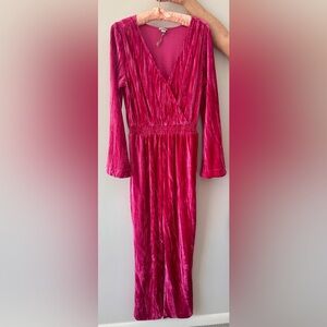 Magenta Velvet Jumpsuit